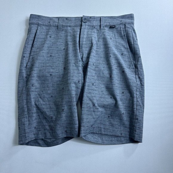 Travis Mathew Golf Chino Shorts Gray Palm Tree Print Performance Stretch Mens 30 - Picture 1 of 6